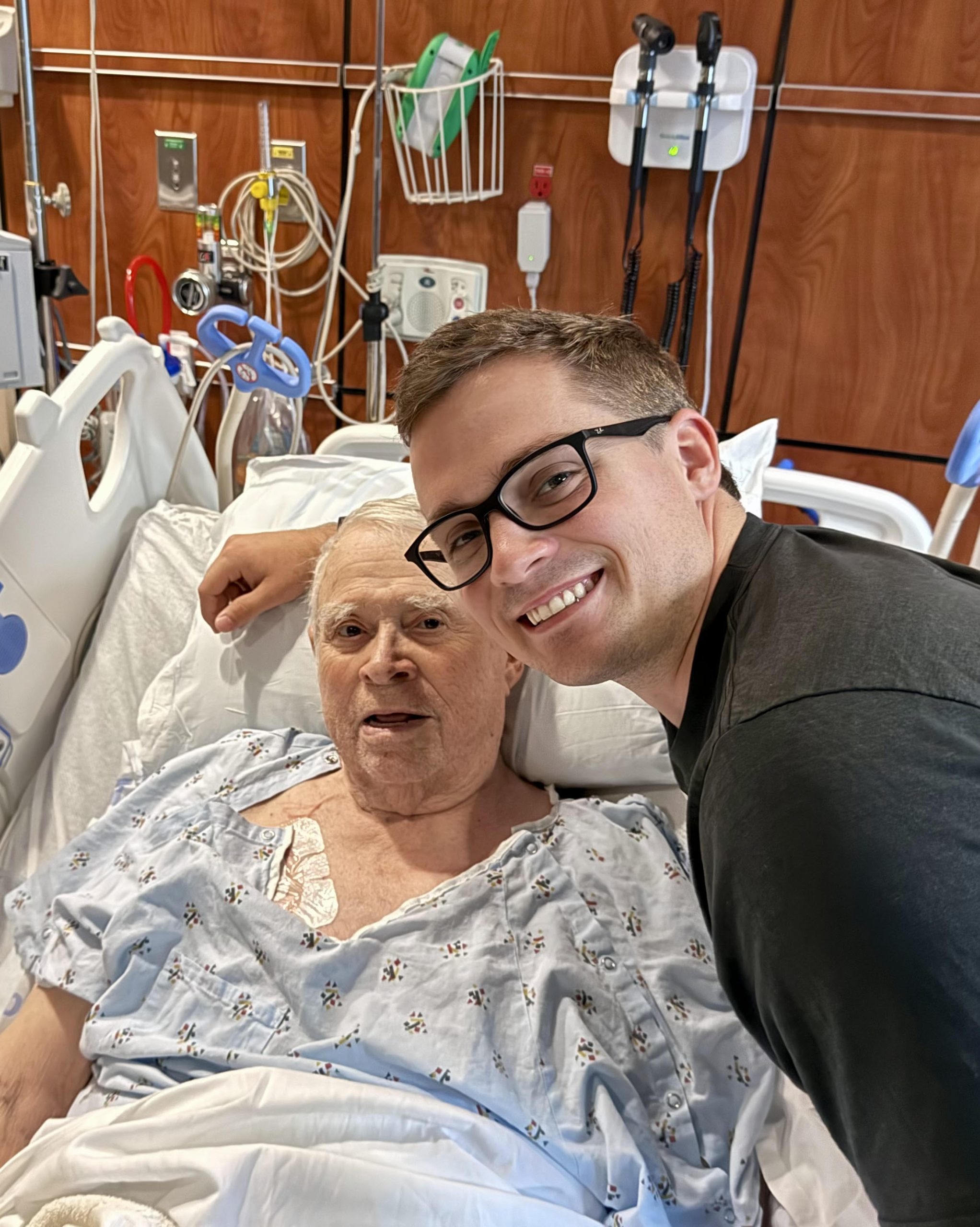 Ben with his grandfather in hospital